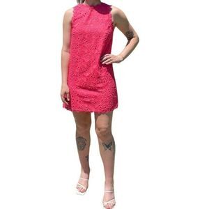 Kate Spade Womens Hot Pink Sleeveless Floral Daisy Mini Shift Dress Sz 0